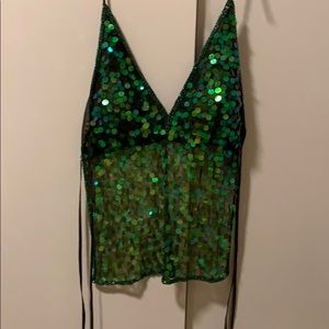 Sequined green tank